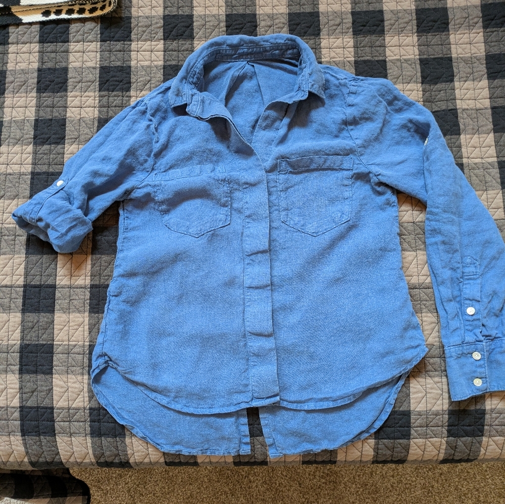 Linen Blue Button Down, S - Picture 10 of 14